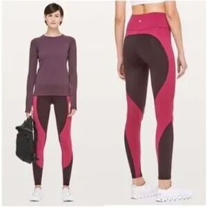 Lululemon Wake & Train Yoga Running Compression Colorblock Rare Leggings size 6